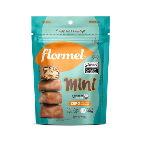 Bombom de Chocolate ao Leite MINI, Recheado com Doce de Coco, Zero Açúcar - Pouch com 60g