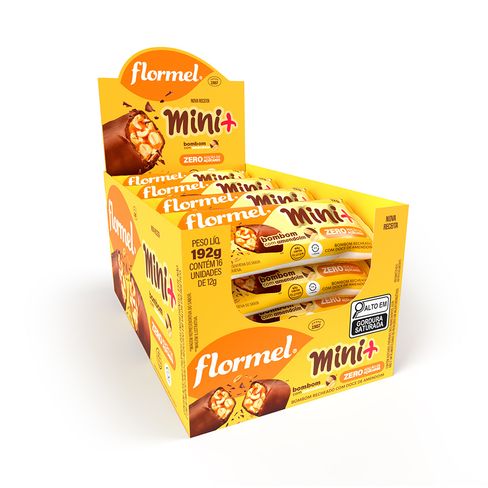 Bombom de Chocolate ao Leite MINI +, Recheado com Doce de Amendoim, Zero Açúcar - 16 Unidades