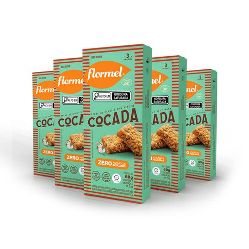 Kit Tablete Cocada Flormel Zero Açúcar com 5 Unidades