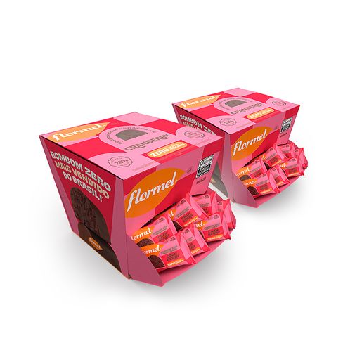 Kit Bombom de Chocolate ao Leite com Cranberry, Zero Açúcar Flormel 2 Caixas com 18 unidades